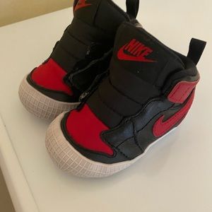 Jordan 1 size 3c Red , black and white